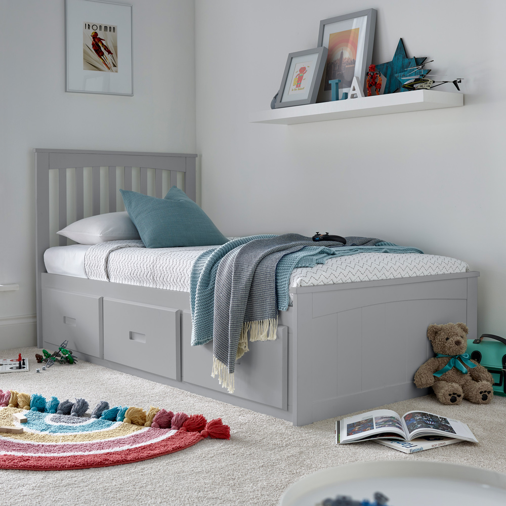 Bedmaster Quest Grey 3 Drawer Wooden Bed Image 1