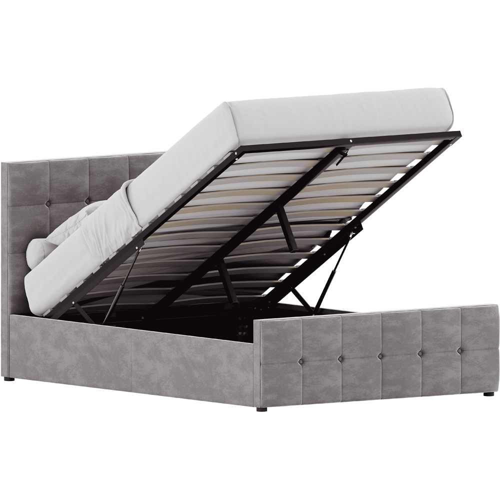 Vida Designs Valentina Double Light Grey Velvet Ottoman Bed Image 2