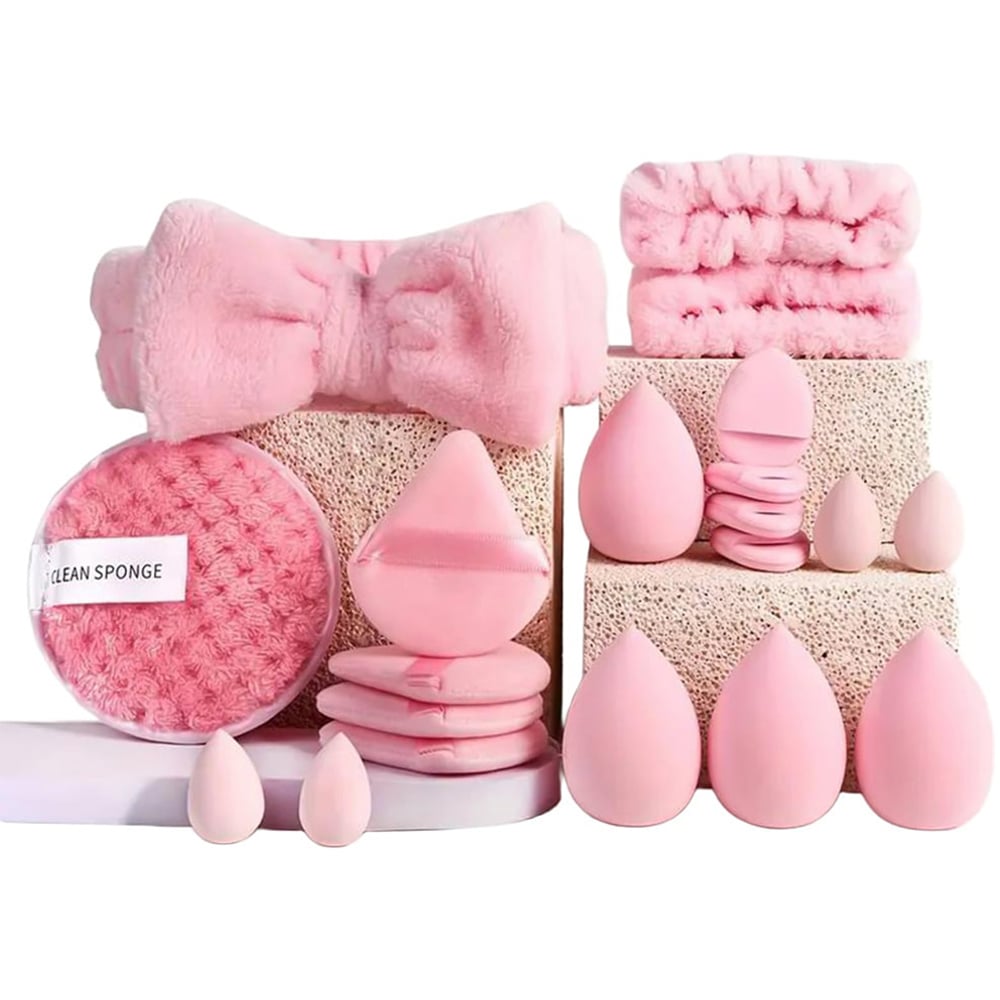 Dyzi Pink 20 Piece Makeup Brush and Beauty Blender Set Image 1