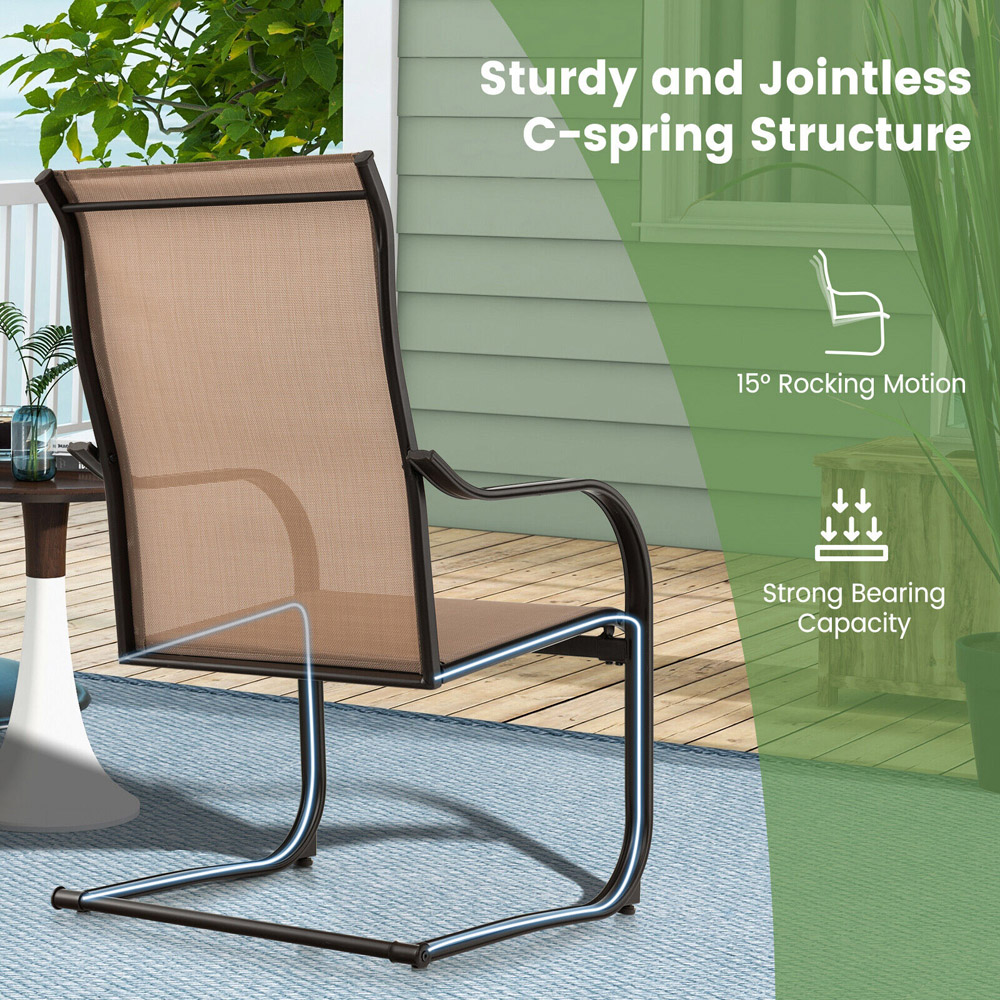 Costway Set of 2 Coffee Garden Dining Chair Image 7