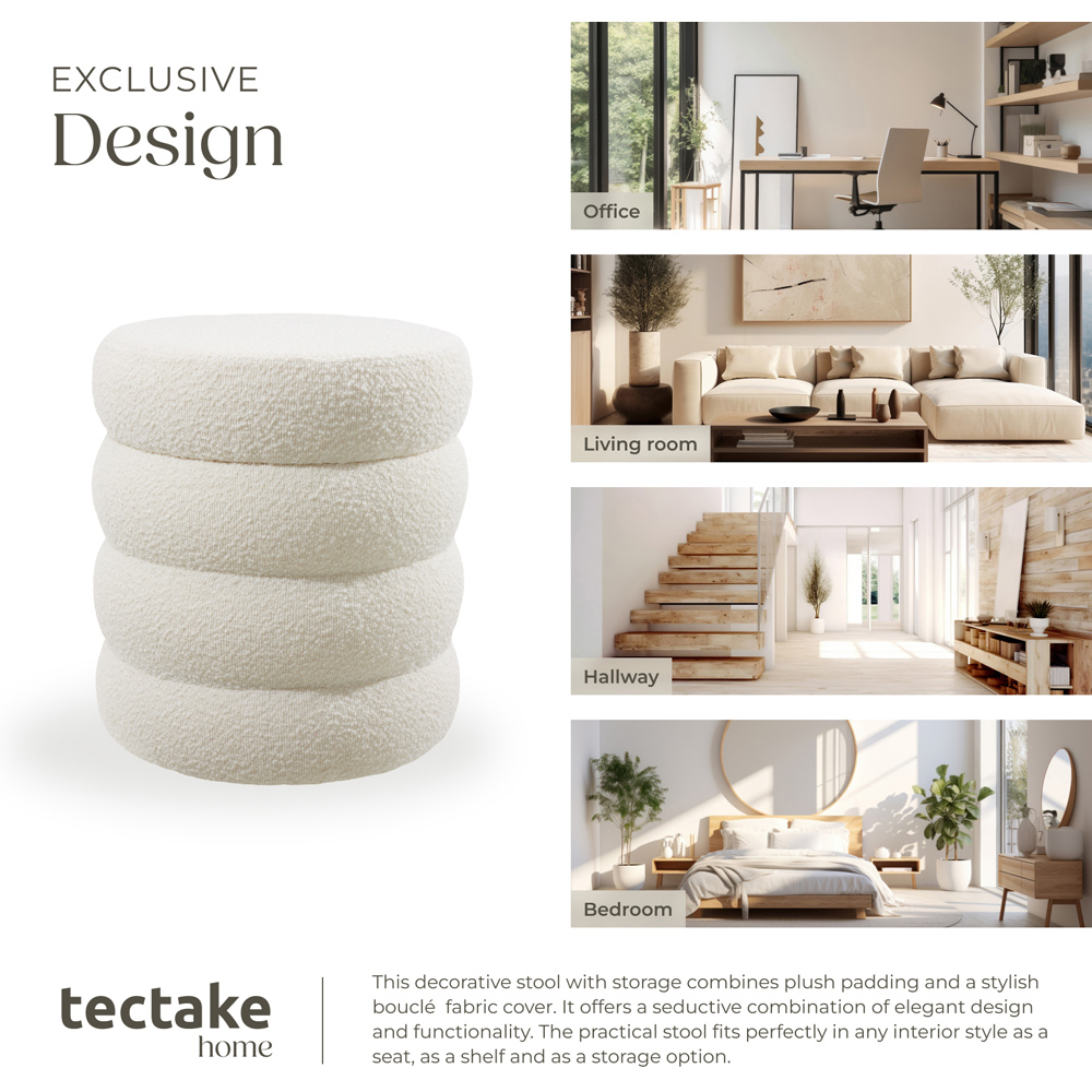 Tectake Altu Cream White Stool with Padded Seat Image 6