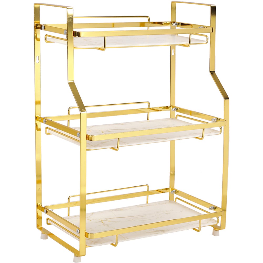 H&O Direct 3 Shelf Gold Storage Rack Image 1