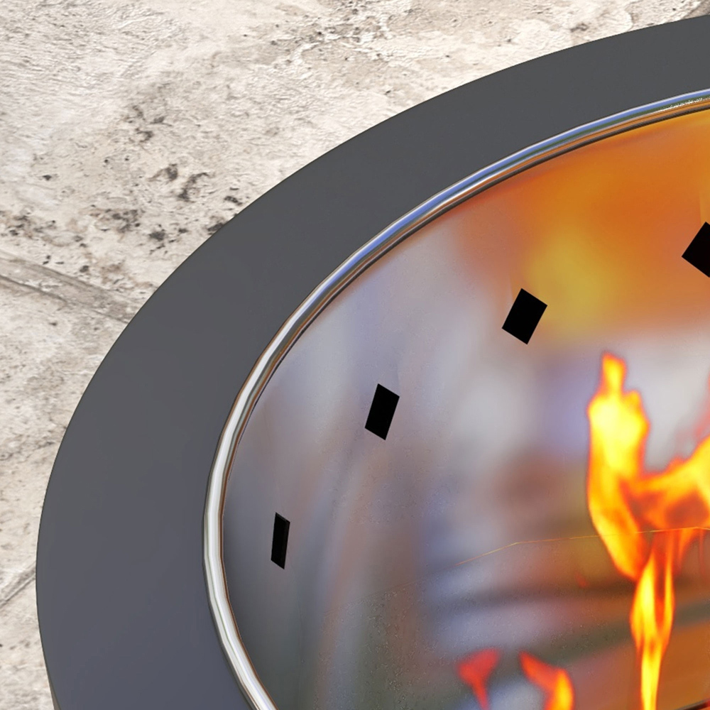 Outsunny Black Round Metal Bonfire Stove with Poker Fire Pit Image 3