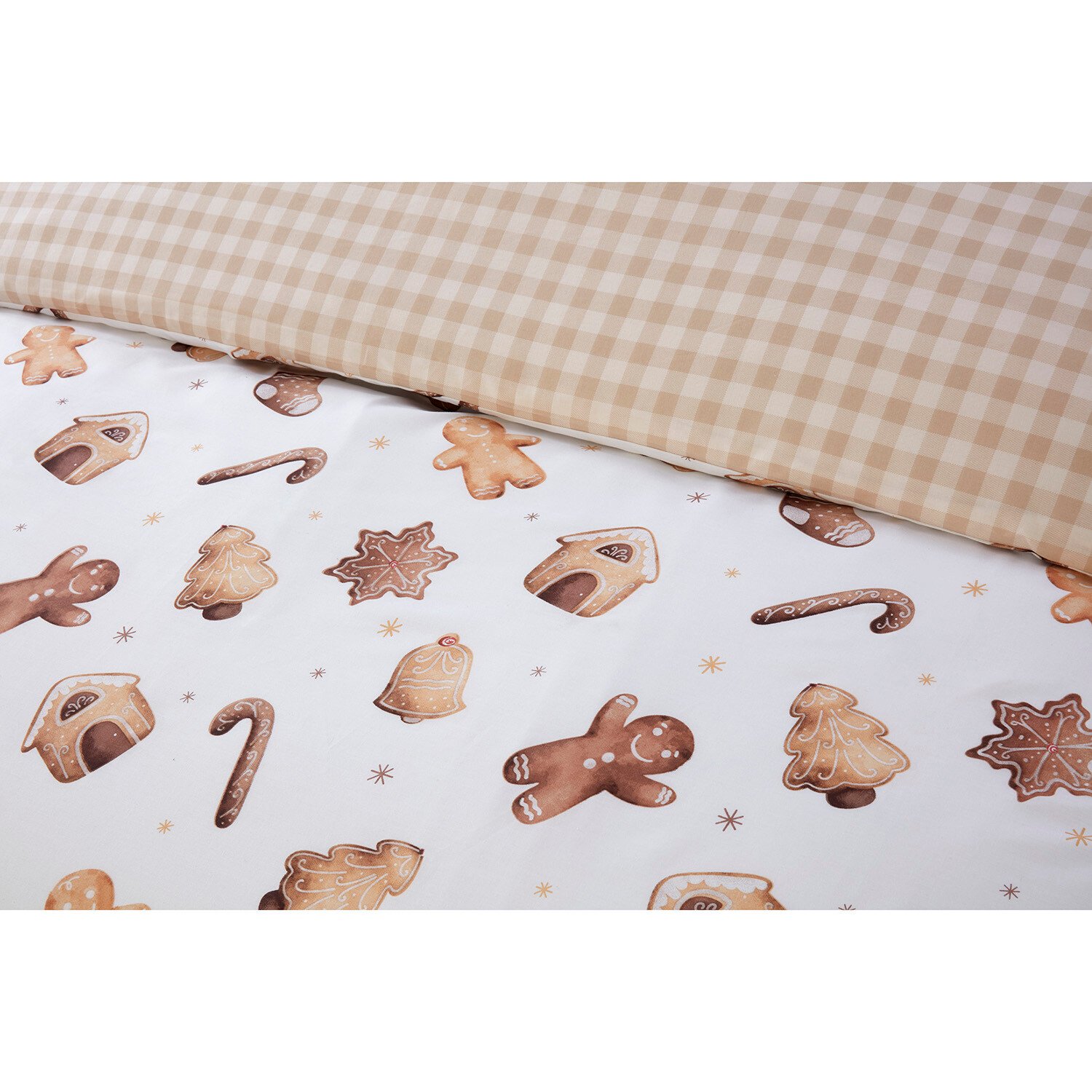 Gingerbread Duvet Cover and Pillowcase Set - Natural / King Image 4