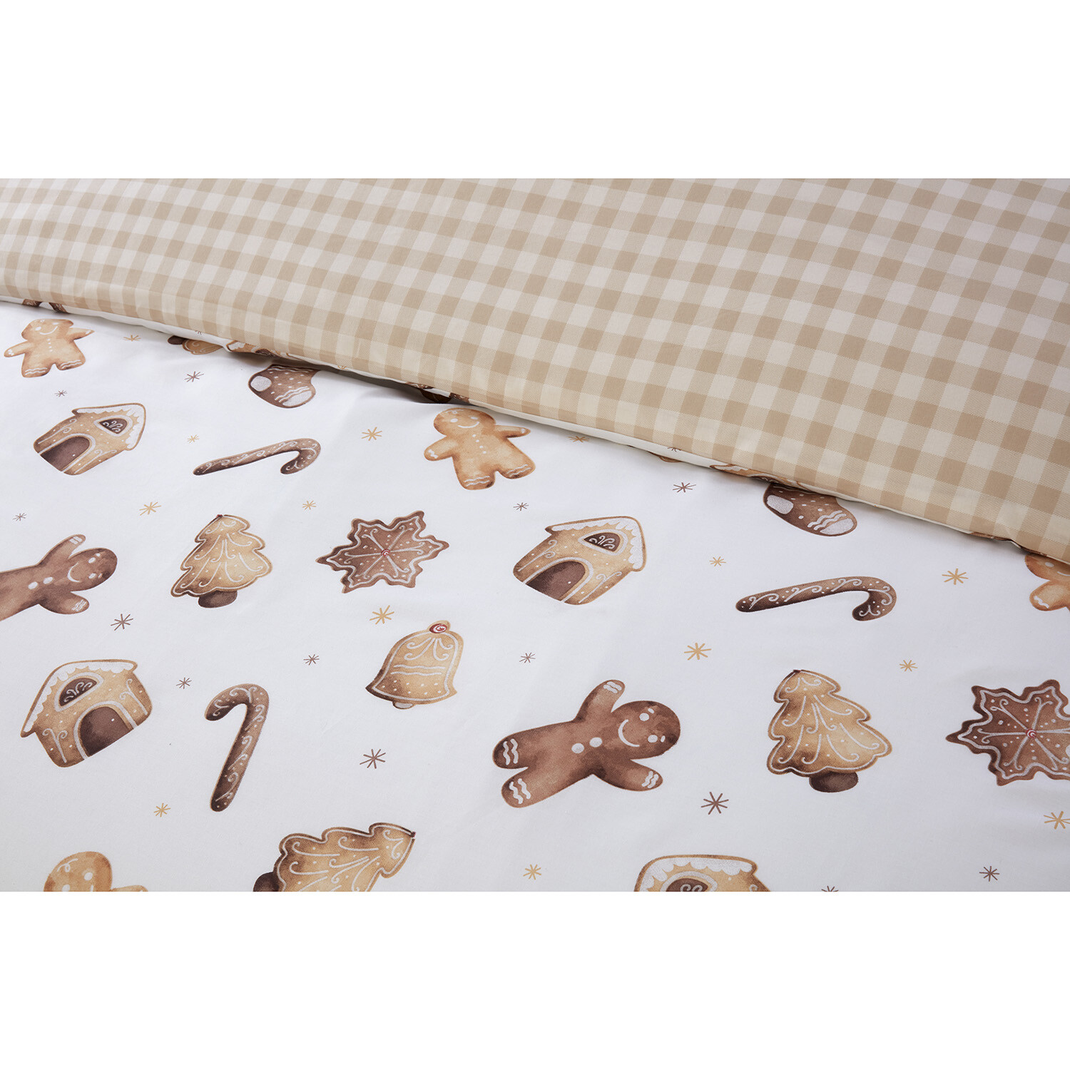 Gingerbread Duvet Cover and Pillowcase Set - Natural / Double Image 4