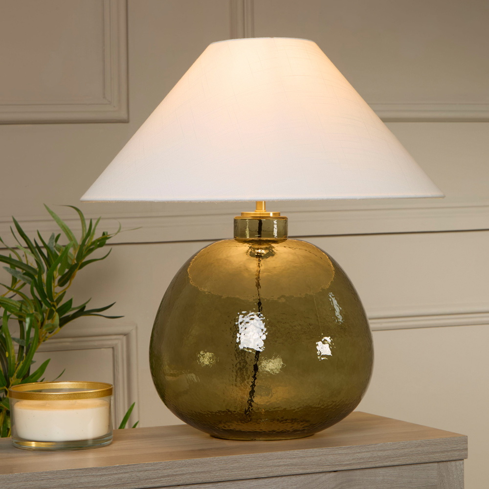 Lighting Collection Dutton Green Glass Table Lamp Image 2