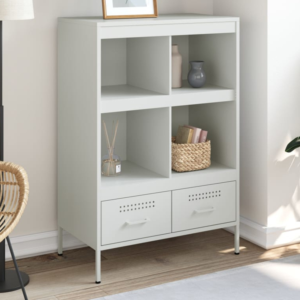 vidaXL 2 Drawer 4 Shelf White Highboard Image 1