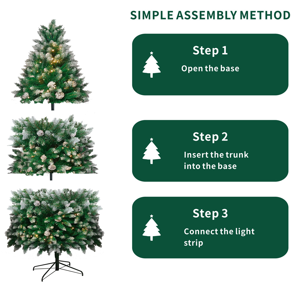 Abrihome Pre Lit Snow Flocked Artificial Christmas Tree 6ft Image 3