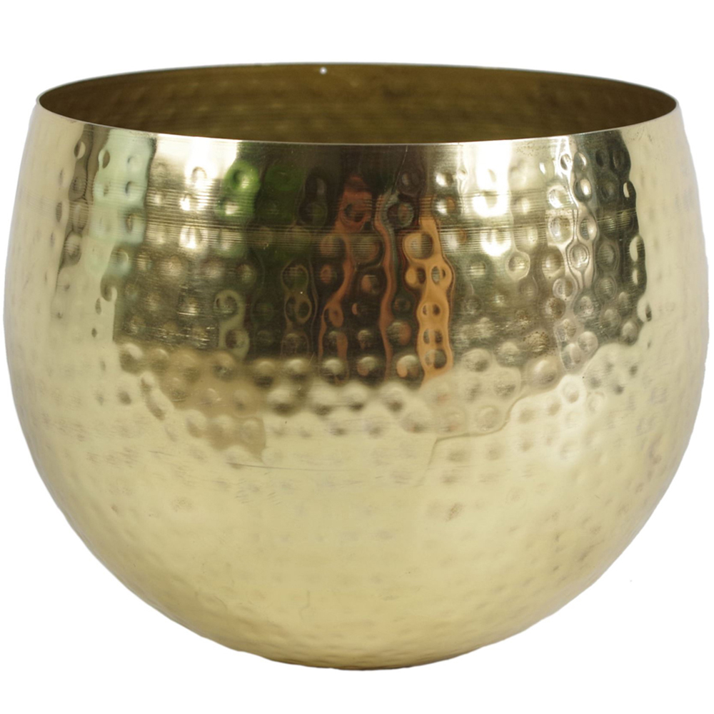 Leaf Hammered Brass Gold Metal Bowl 22 x 18cm Image 1