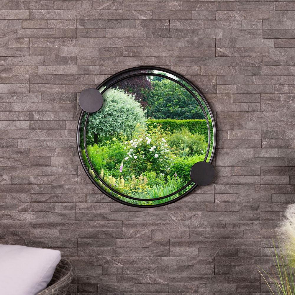 Charles Bentley Warsaw Black Dotted Round Wall Mirror Image 7