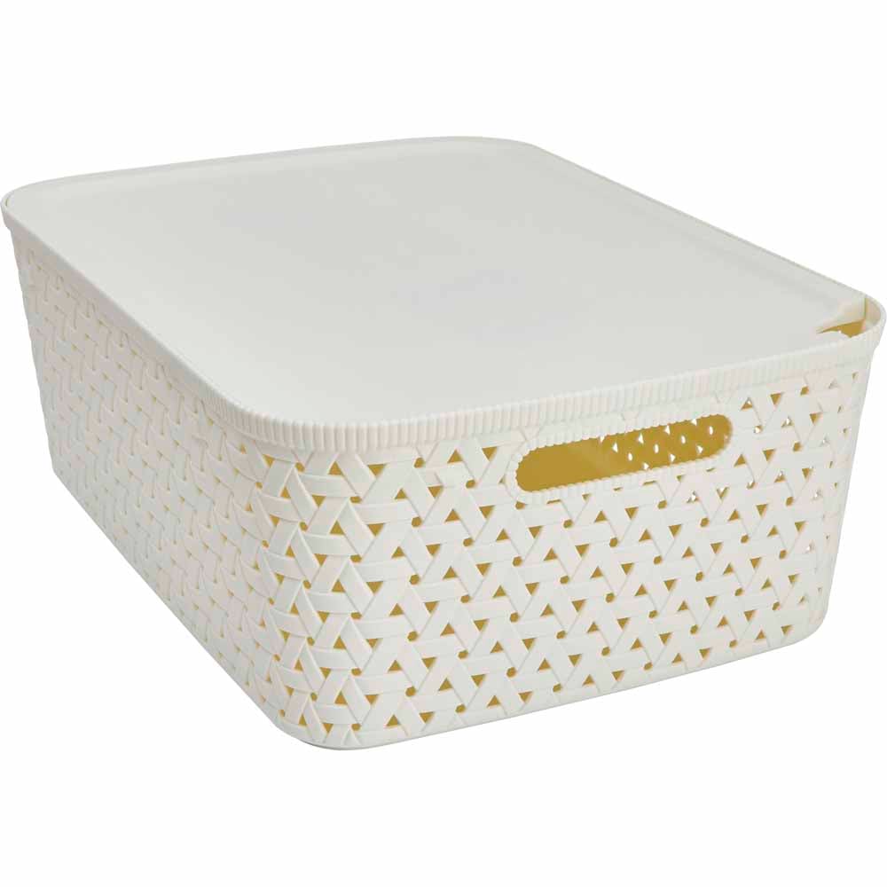 Wilko 15L Marshmallow Storage Box with Lid Image 1