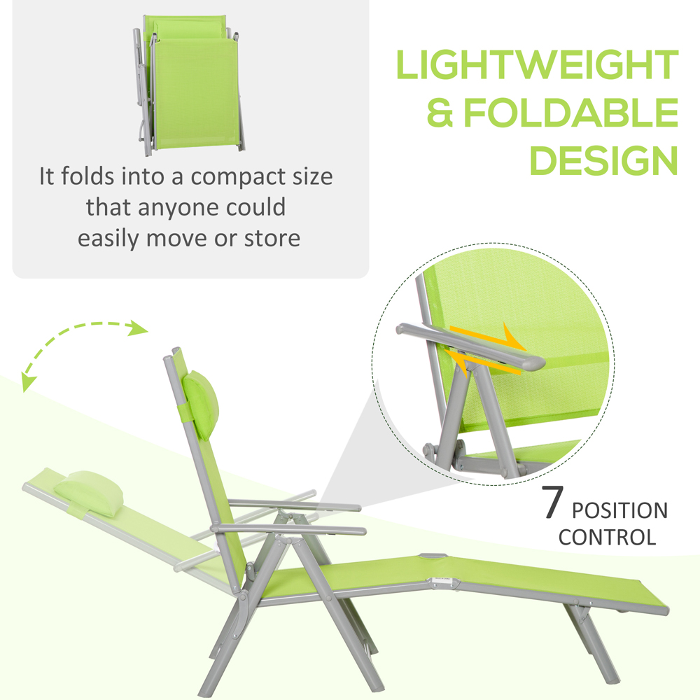 Outsunny Green Reclining Folding Sun Lounger Image 6