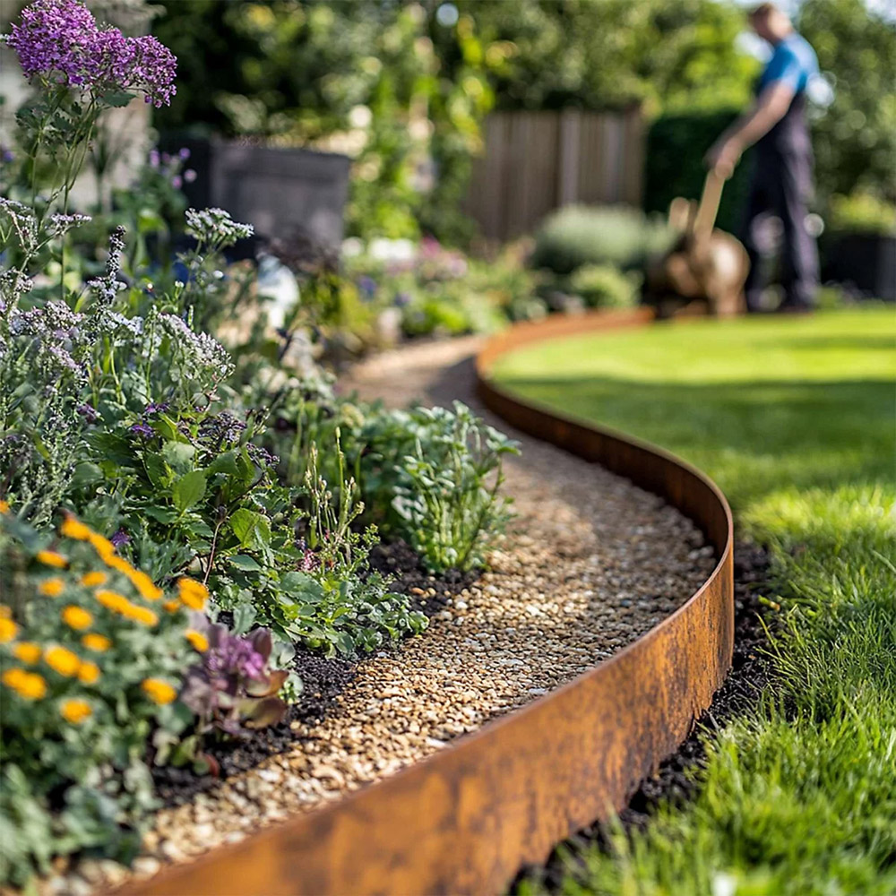 Nicoman Pre Rust Corten Metal Lawn Edging Garden Border Roll 5m Image 2