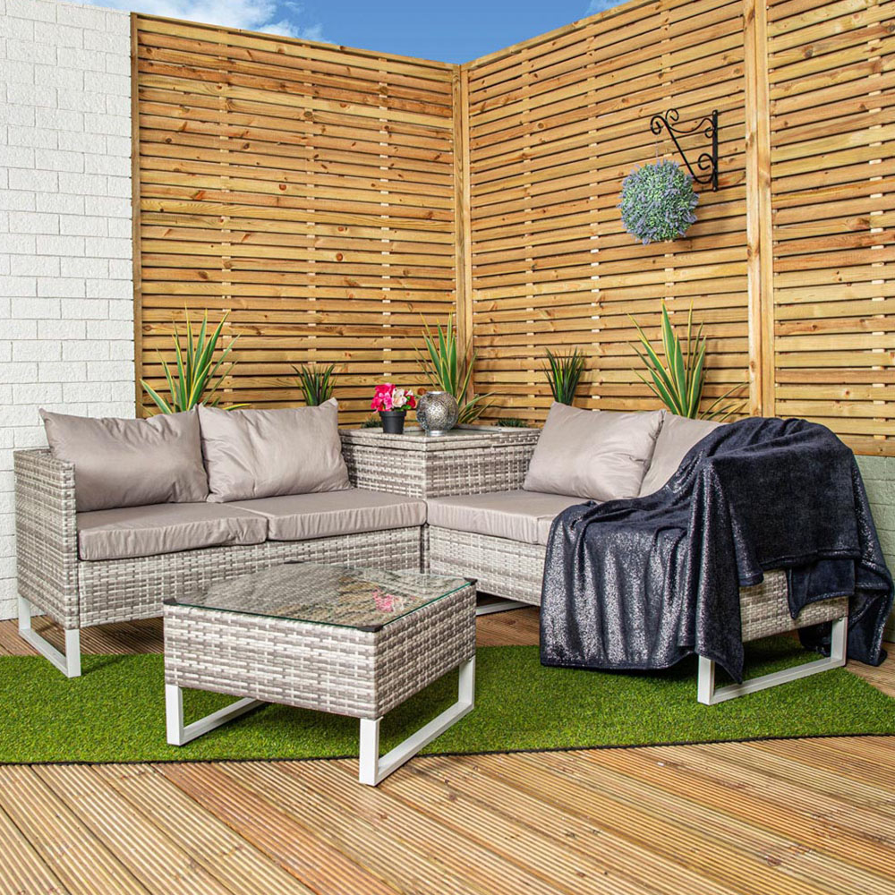 Samuel Alexander 4 Seater Grey Rattan Garden Sofa Set Image 1