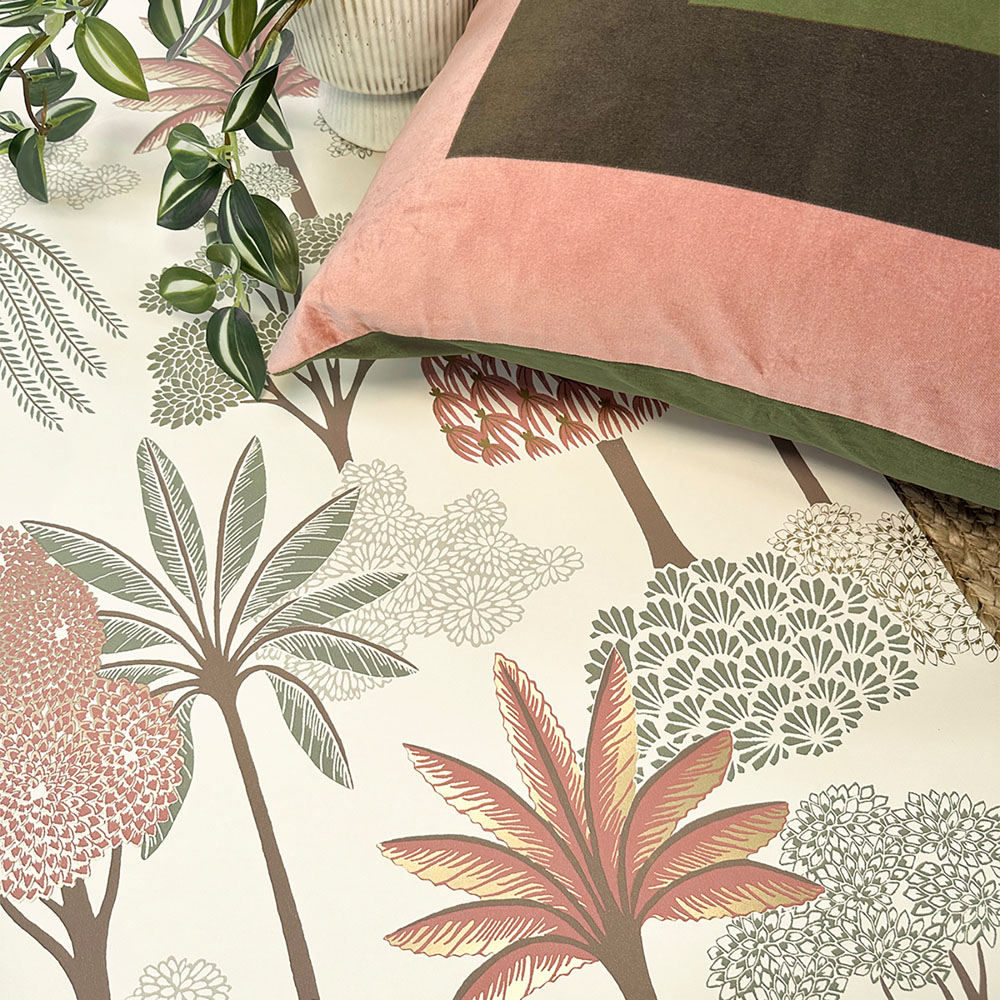 Belgravia Decor Akiko Tree Pink and Green Wallpaper Image 4