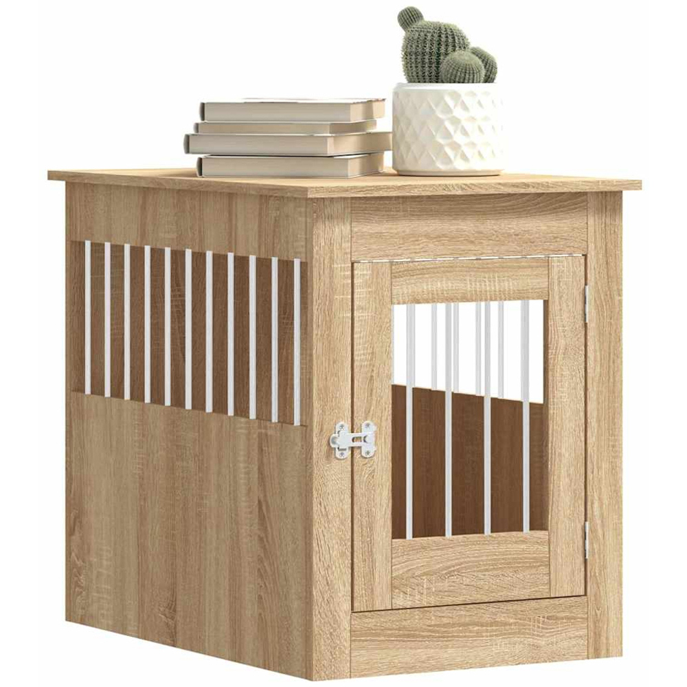 vidaXL Sonoma Oak Processed Wood Dog Crate Furniture 55 x 80 x 68cm Image 3