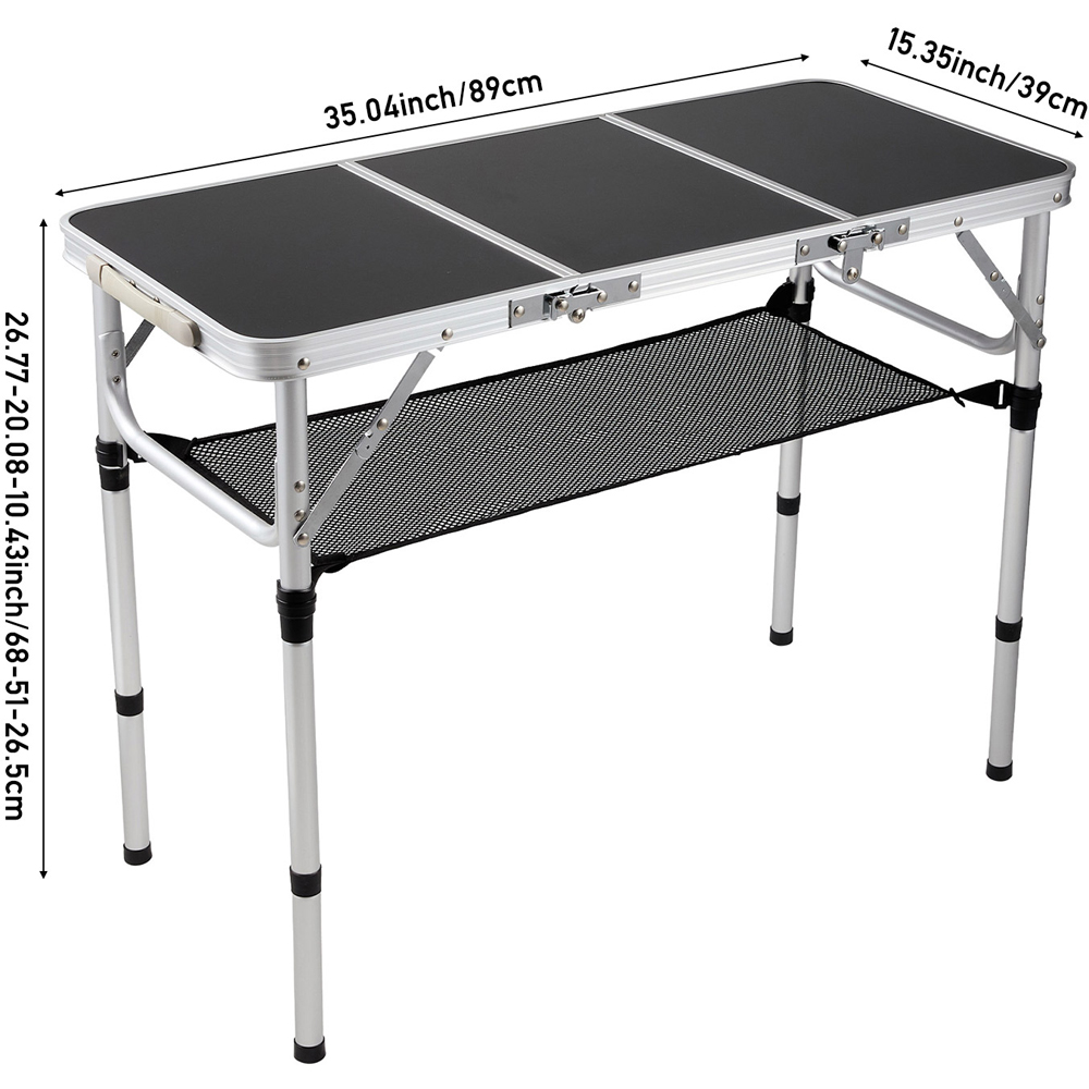 Living and Home 3ft Black Tri-Fold Aluminium Alloy Camping Table Image 8