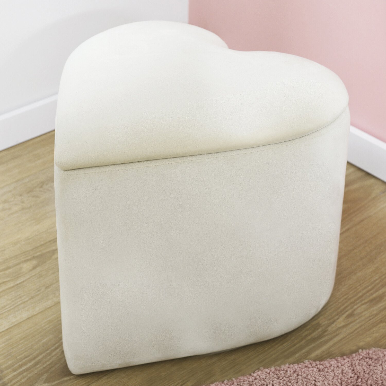 Cream Heart Storage Footstool Image