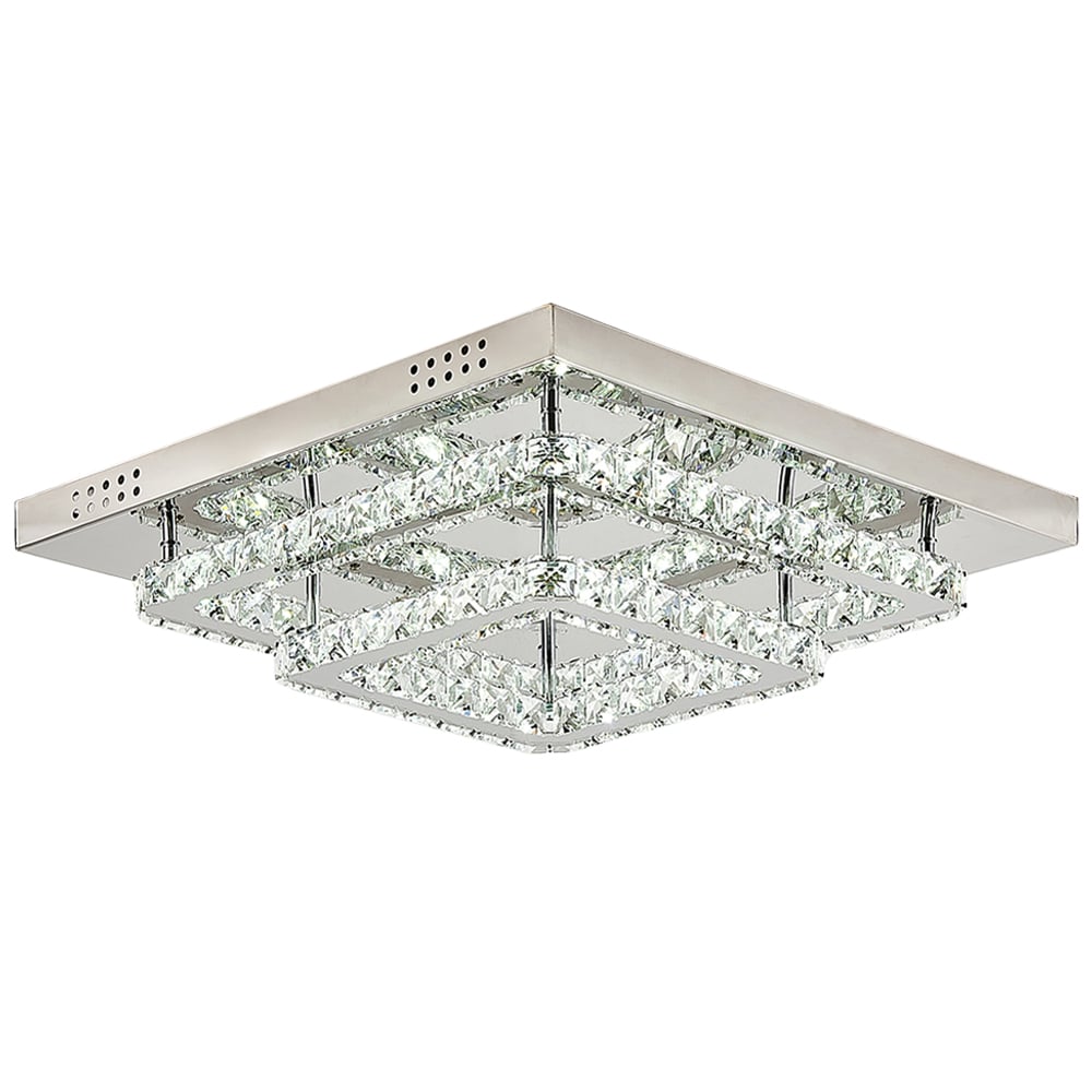 Living and Home Square Crystal LED Ceiling Light Image 1