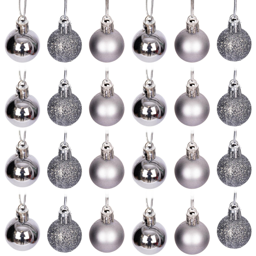 Shatchi Mid Grey Luxury Bauble 24 Pack Image 1