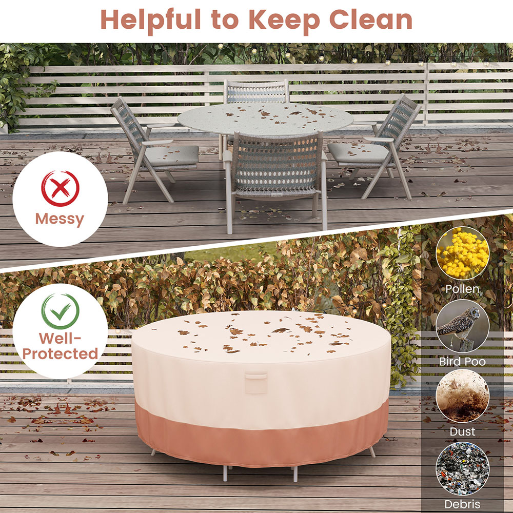 Costway Beige Small Round Patio Furniture Cover Image 5