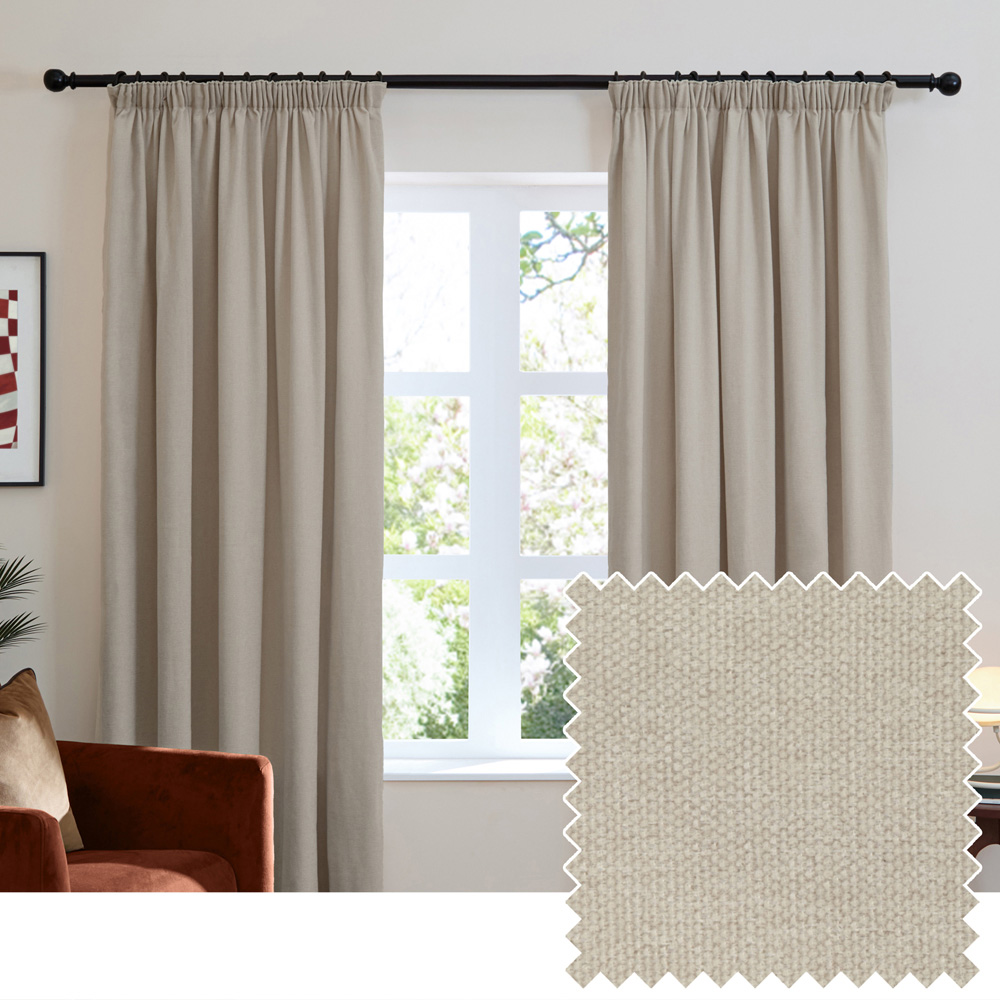 Furn Soft Chenille Natural Blackout Pencil Pleat Curtains 229 x 137cm Image 5