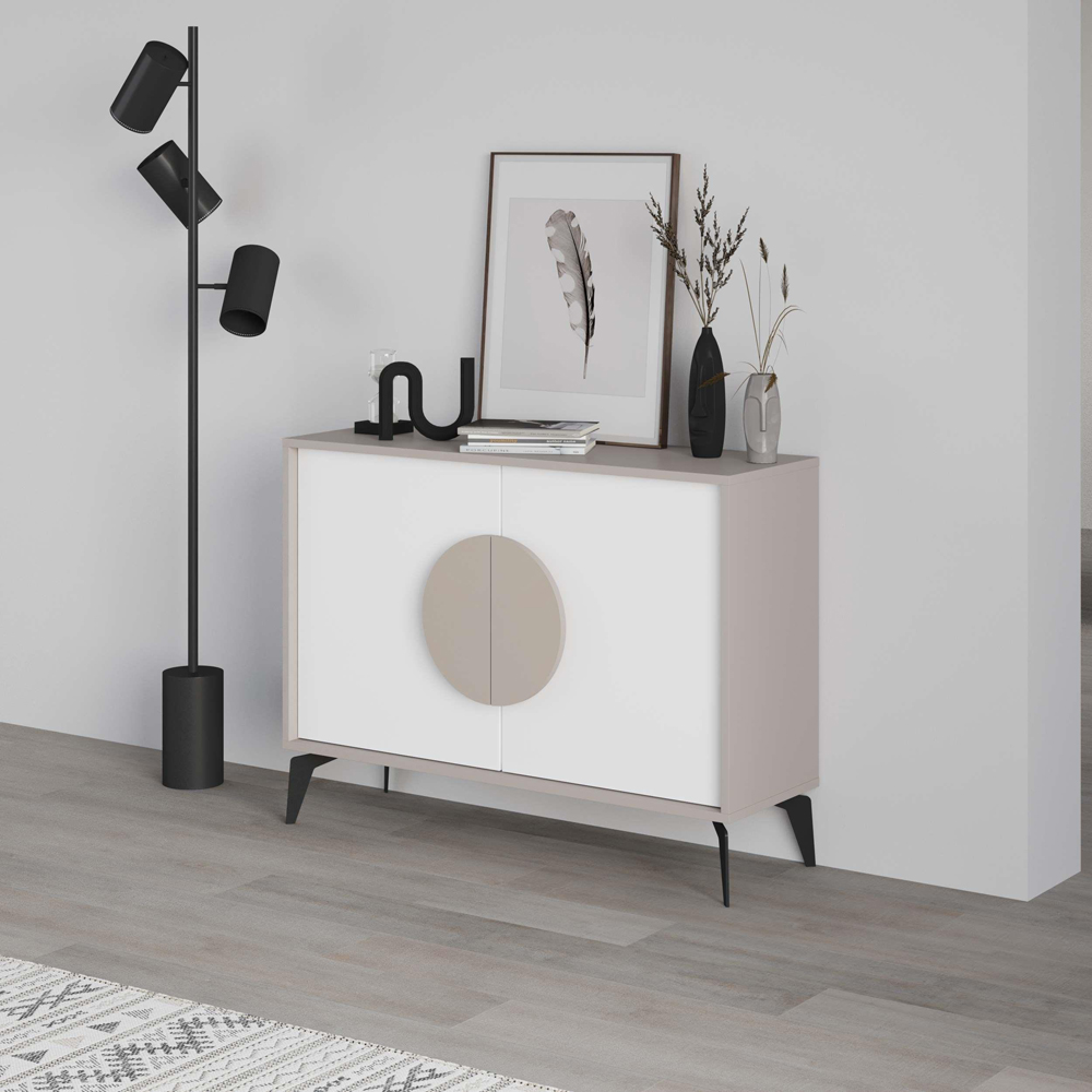 Decortie Gora 2 Door White and Mocha Grey Sideboard Image 5