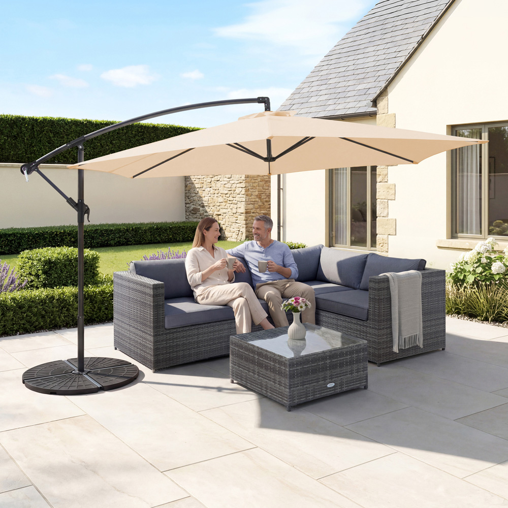 Charles Bentley Beige Hanging Cantilever Parasol 3m Image 7