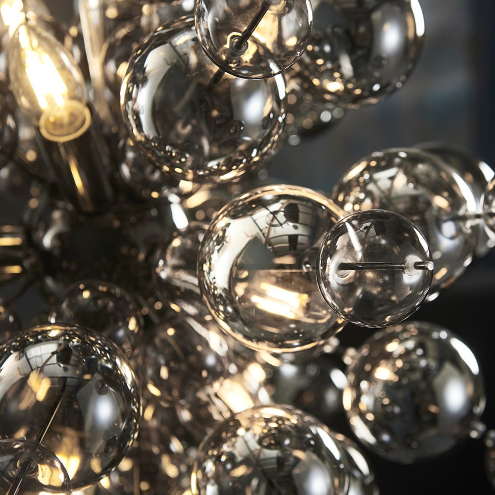 Merano Pavia Tinted Glass Black 9 Light Ceiling Pendant Image 5