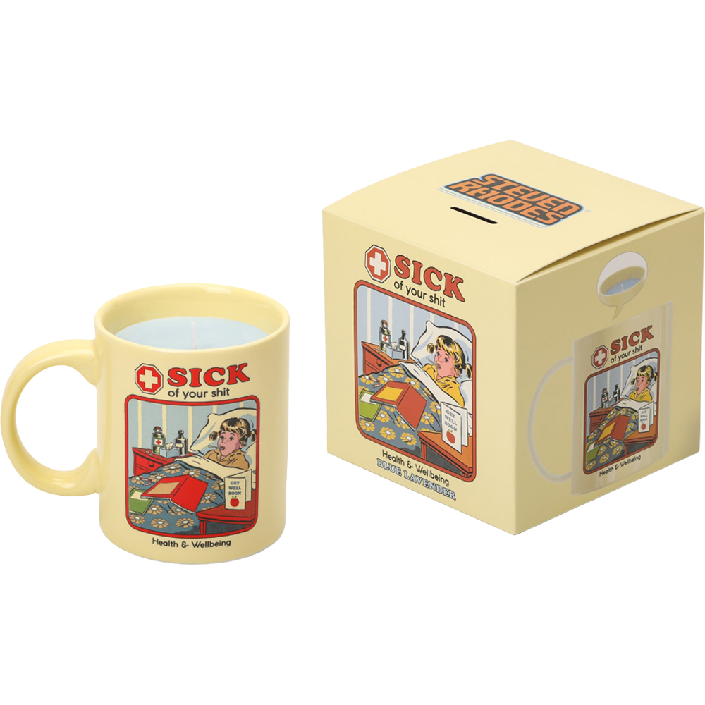 Steve Rhodes Sick of Your Shit Blue Lavender Scented Candle with Cream Mug Image 5