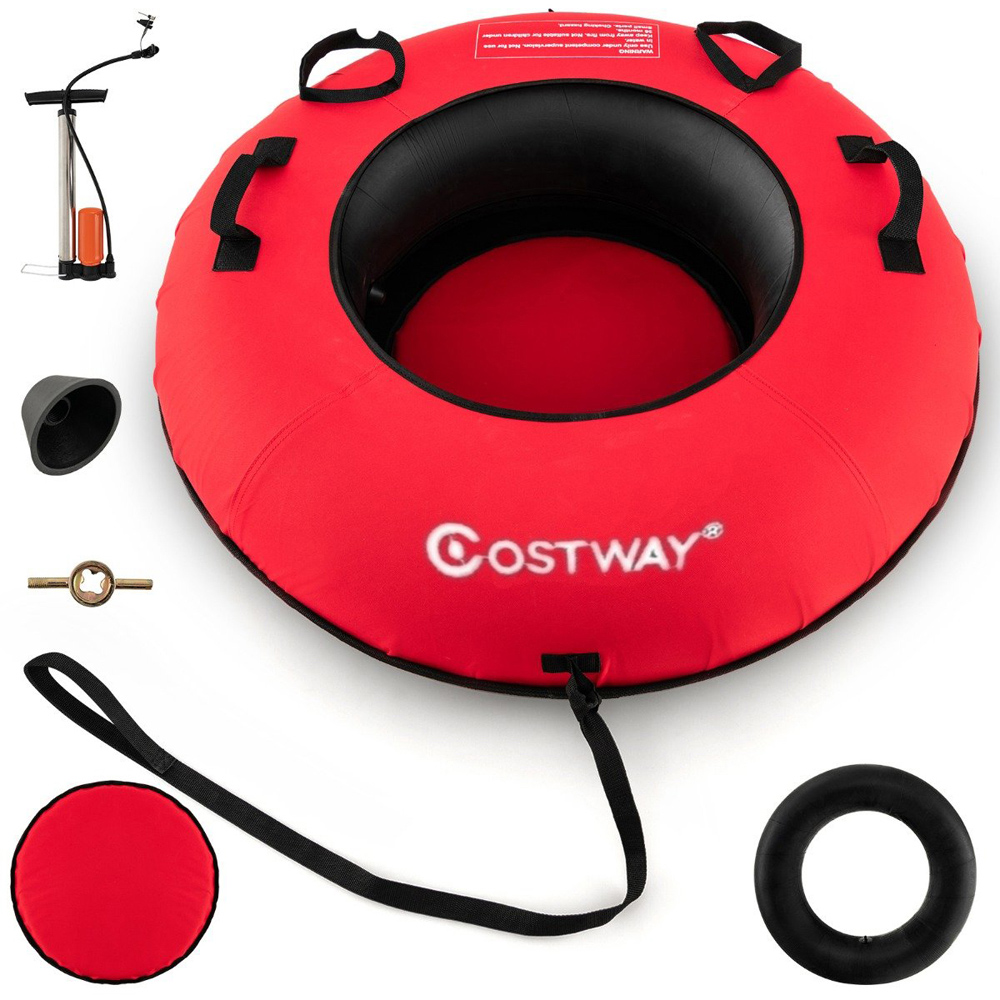 Costway Red Heavy Duty Snow Tube with Seat Cushion Image 3