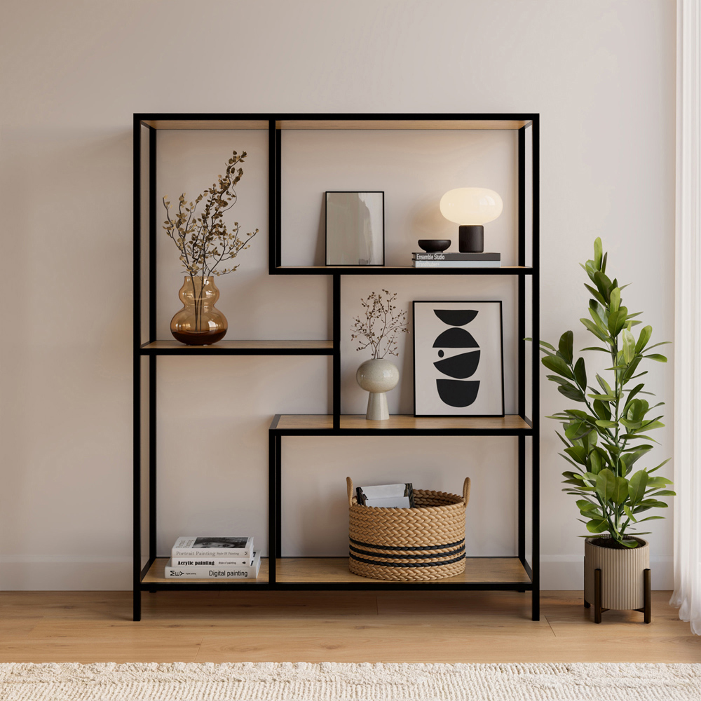 GFW Blake 4 Shelf Oak Shelving Unit Image 3