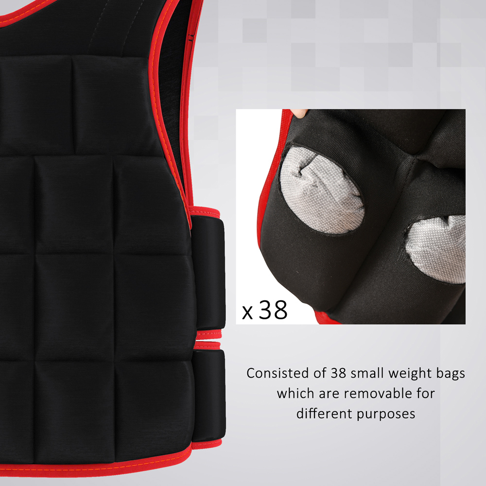 HOMCOM Black and Red Adjustable Metal Sand Weight Vest 20kg Image 4