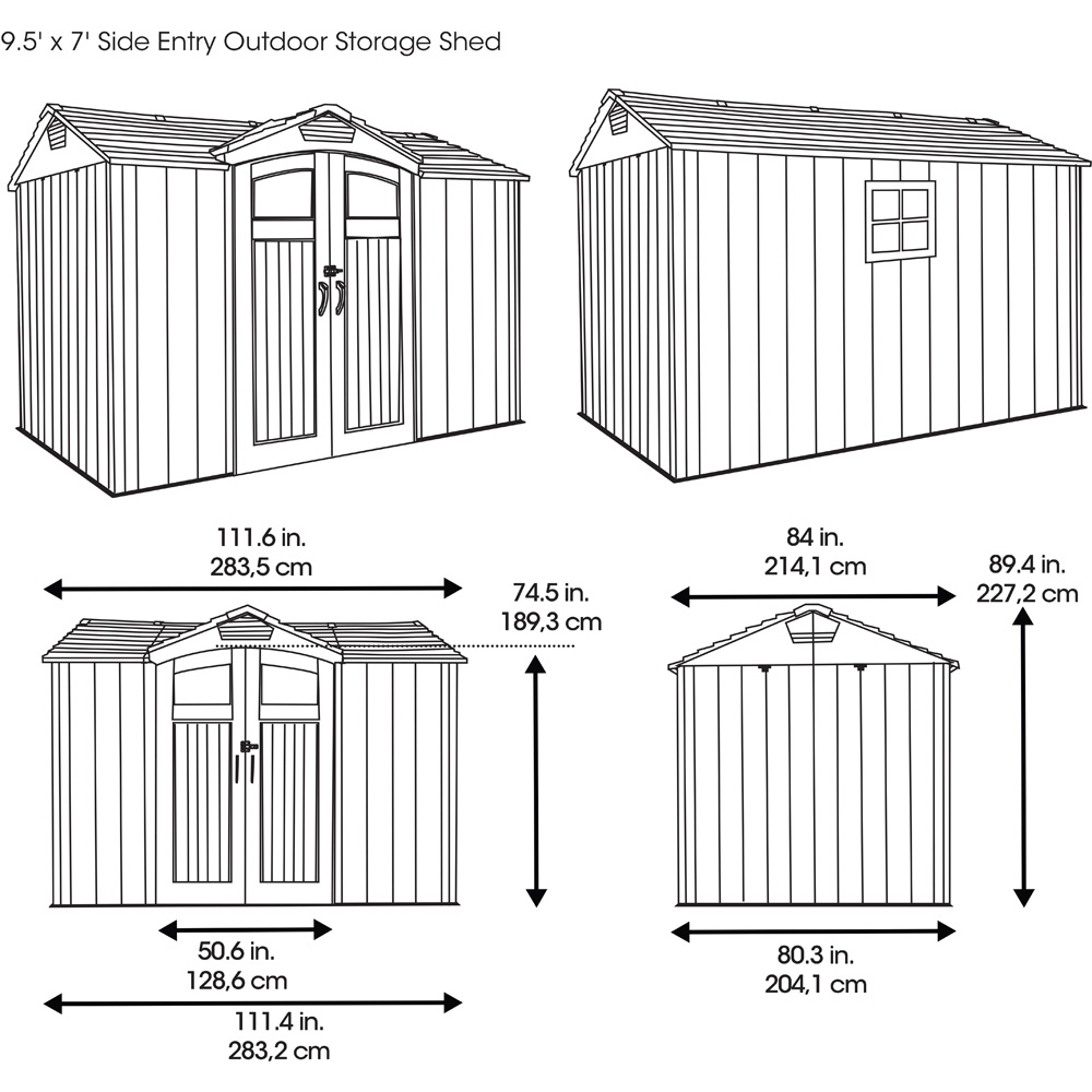 Lifetime Products 9.5 x 7ft Double Door Side Entry Garden Storage Shed Image 9