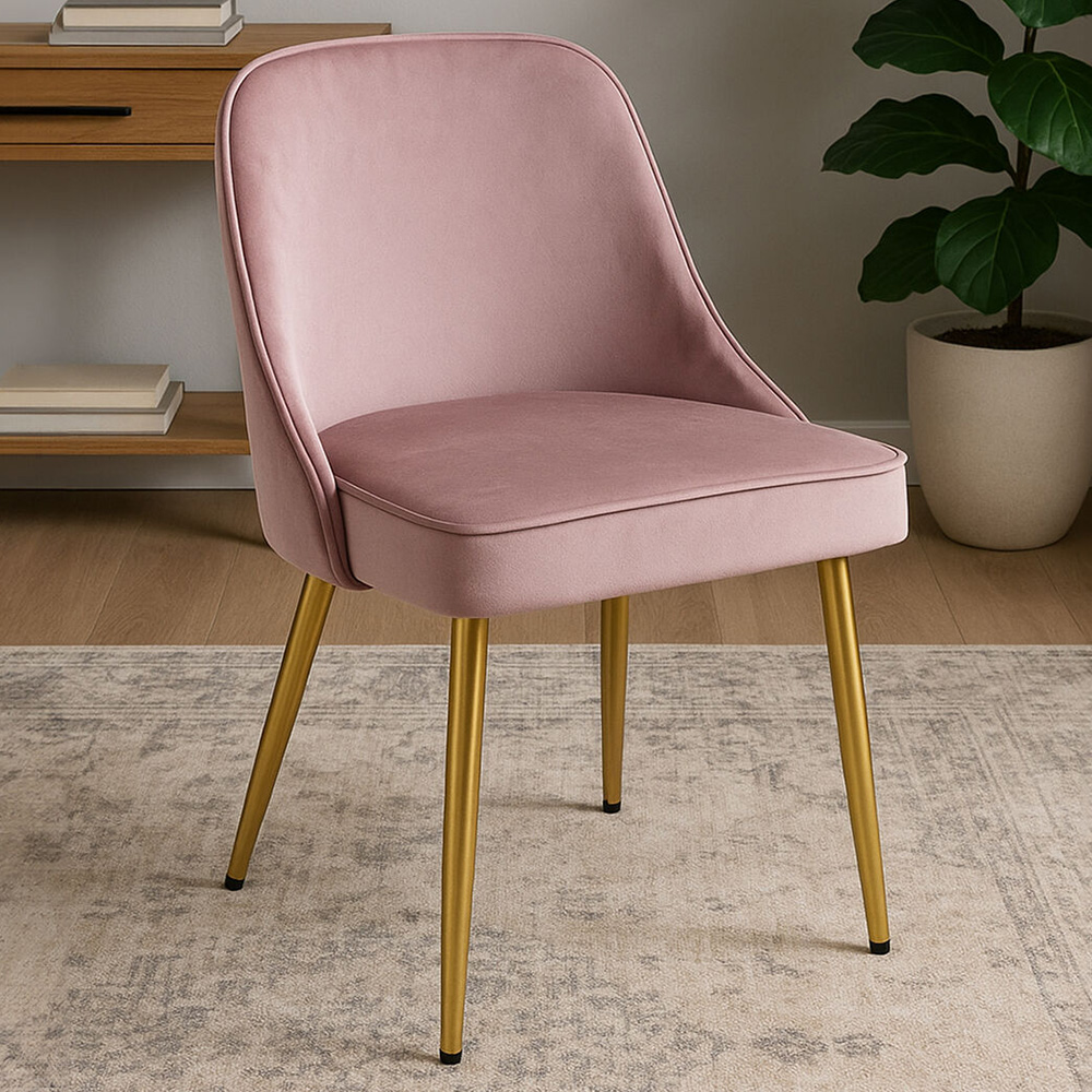 Premier Housewares Demi Dusky Pink Velvet Dining Chair Image 1