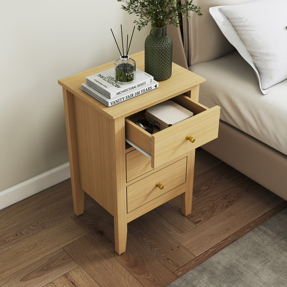 Core Products Henley 3 Drawer Oak Effect Bedside Cabinet Image 7