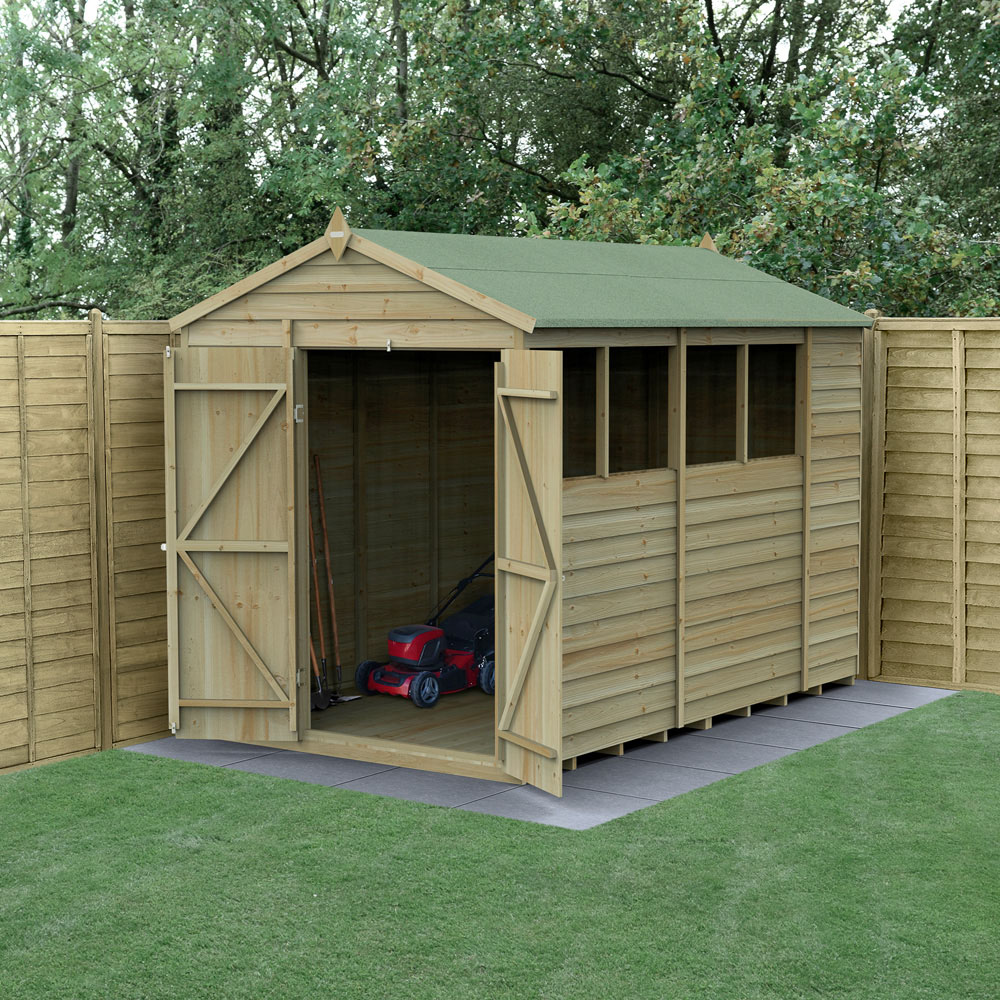 Forest Garden 4LIFE 6 x 10ft Double Door 4 Windows Apex Shed Image 2