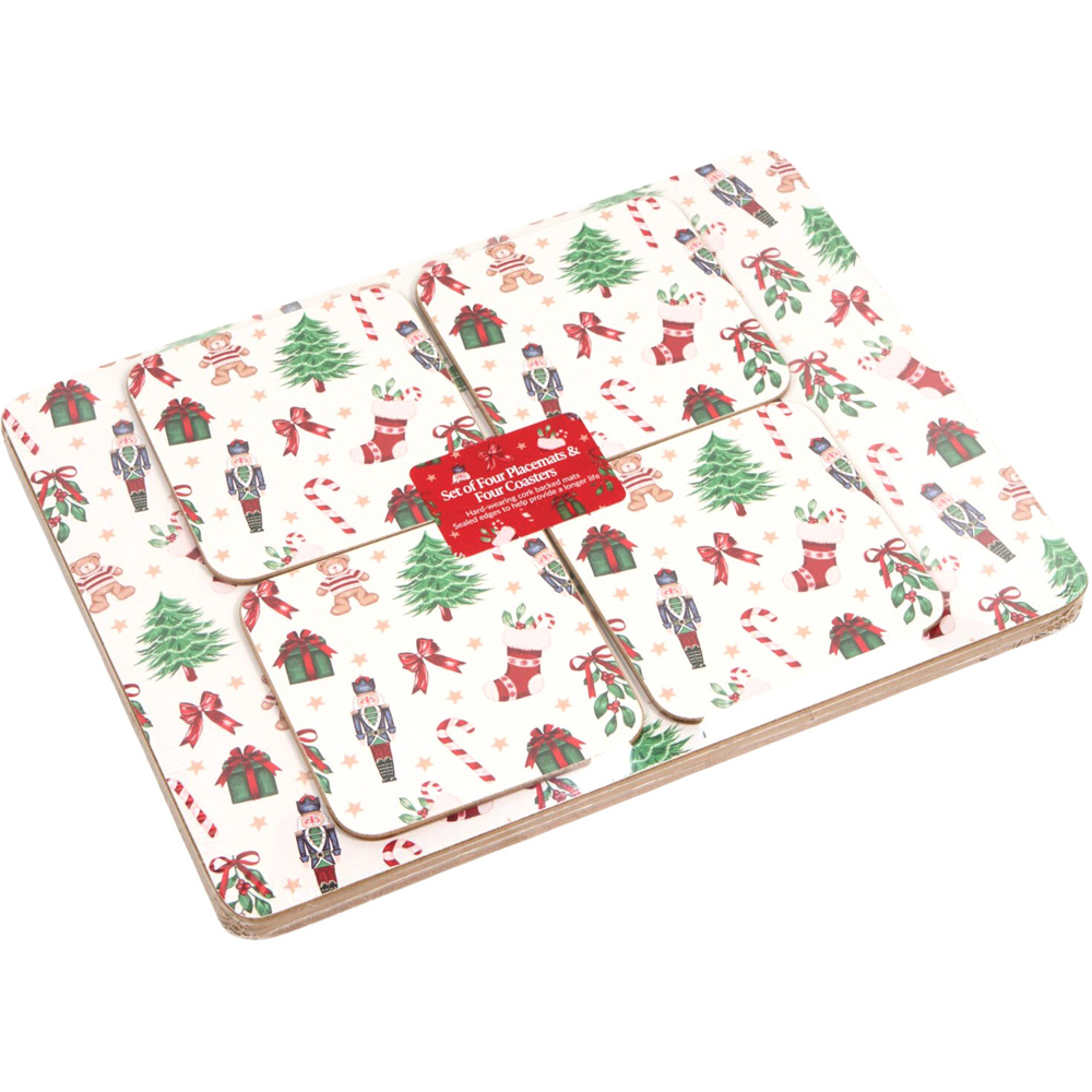 Christmas Print Placemat and Coaster Set Image 3