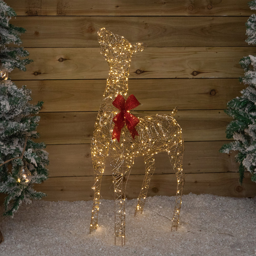 Samuel Alexander 300 Warm White LED Gold Twist Standing Reindeer Christmas Decoration 3ft Image 6