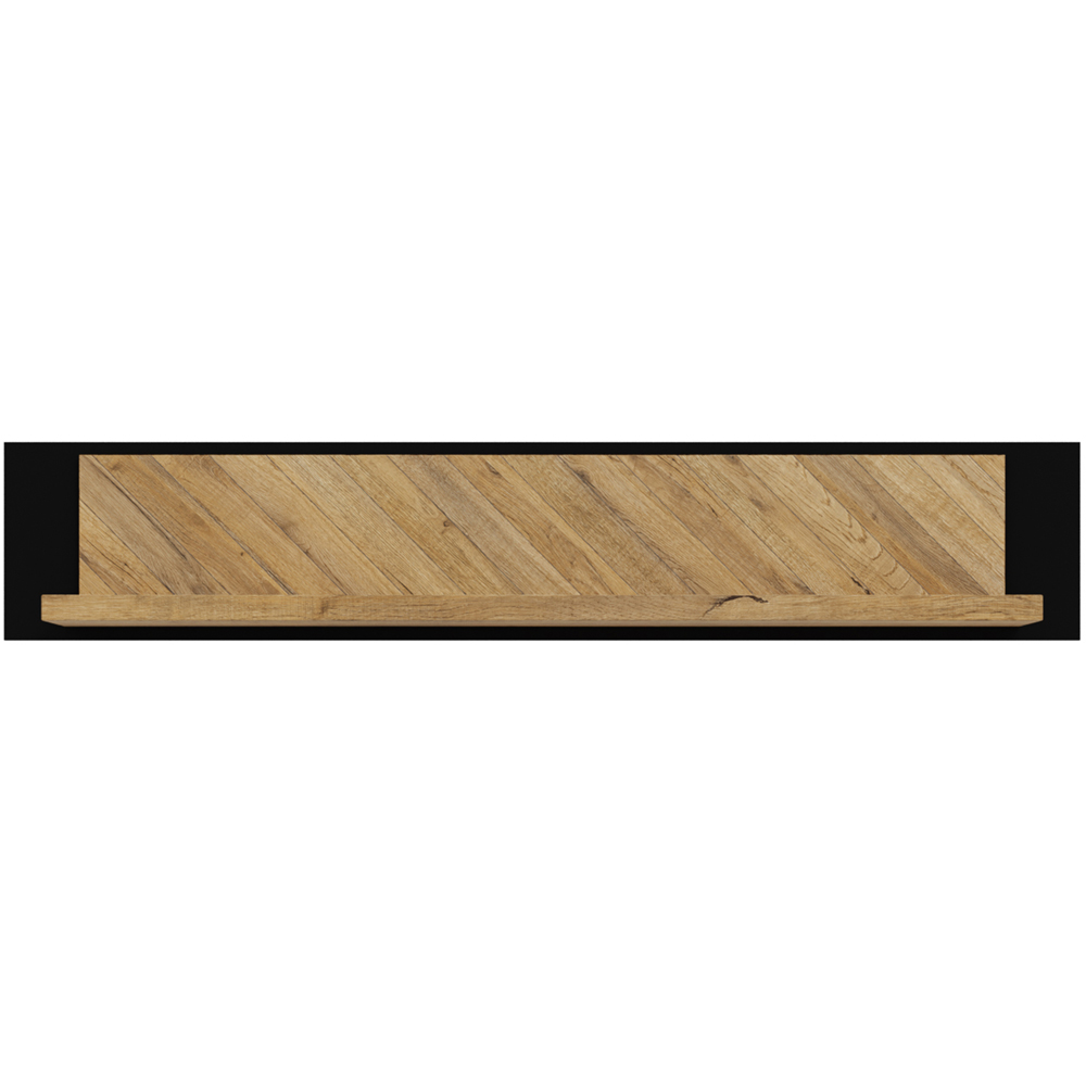 Florence Nikomedes 140cm Bartex Oak and Black Wall Shelf Image 3