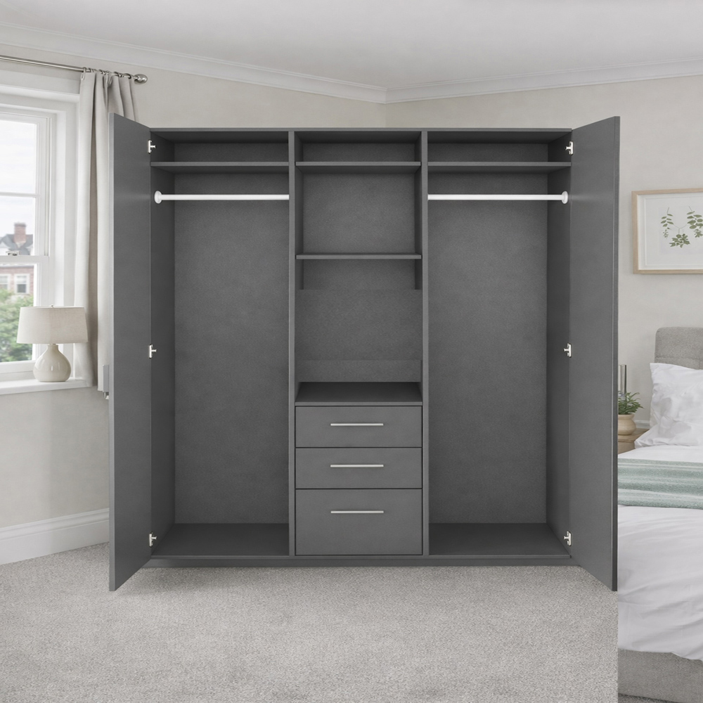 TJ'S Duo 3 Door 3 Drawer White Wardrobe Image 3
