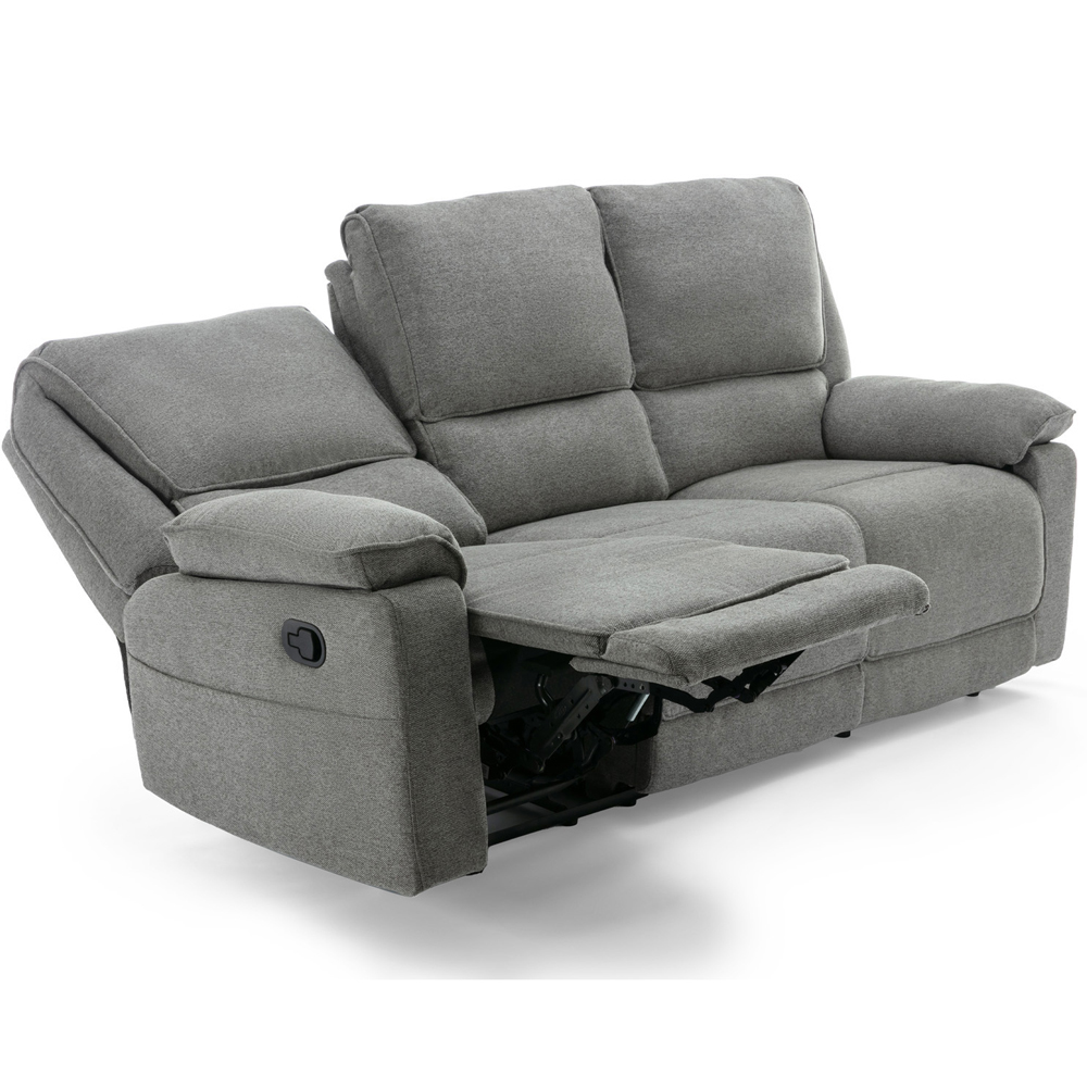 Furniture Online Sydney 3 Seater Grey Manual Recliner Sofa with Drinks Console Image 5