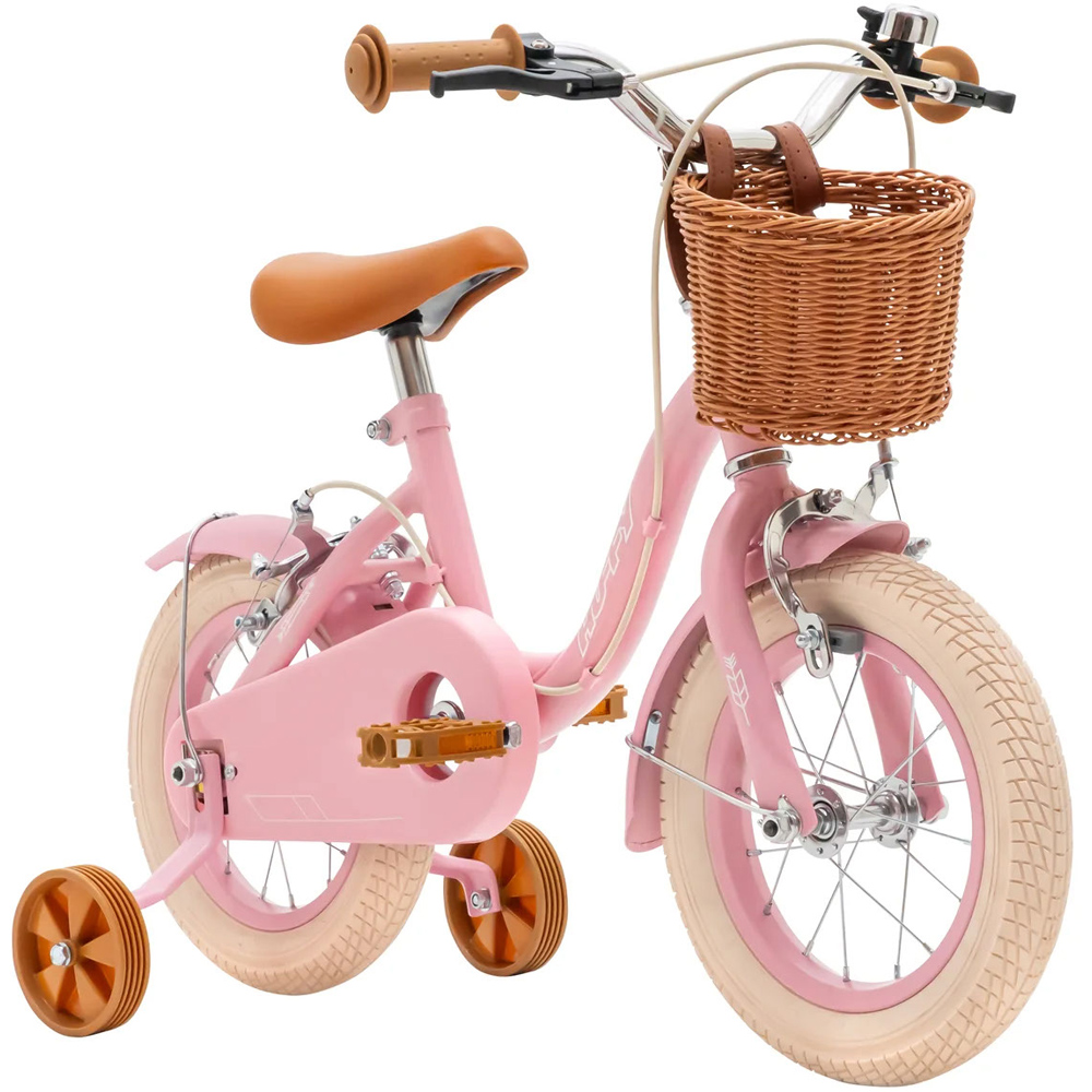 Huffy Vintage 12 inch Pink Kids Bike with Basket and Stabilisers Image 1