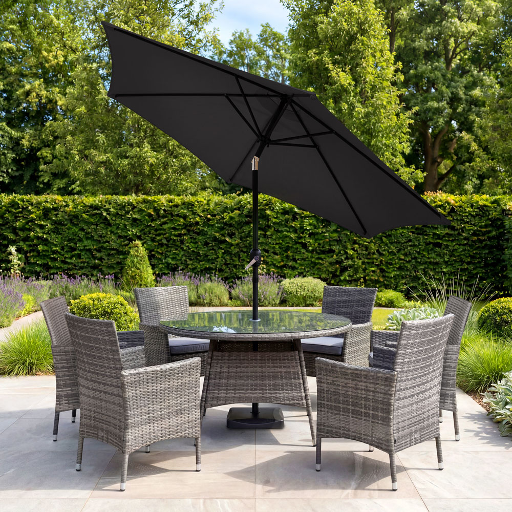 Charles Bentley Grey Metal Crank and Tilt Parasol 2.7m Image 5