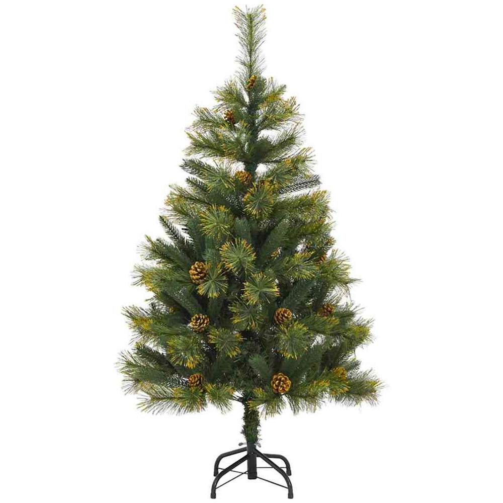 vidaXL Pre-Lit Pink Baubles and Pinecones Green Artificial Christmas Tree 4ft Image 5