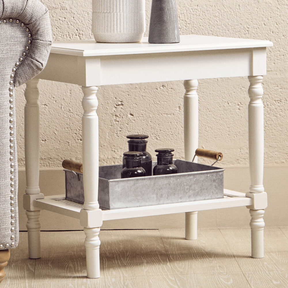 Premier Housewares Single Shelf Ivory Side Table Image 1
