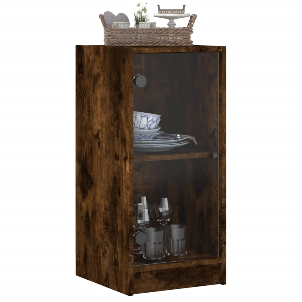 vidaXL Single Door Smoked Oak Side Cabinet Image 3