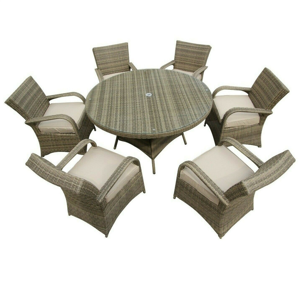 Furniture One 6 Seater Natural Rattan Garden Dining Set Image 2