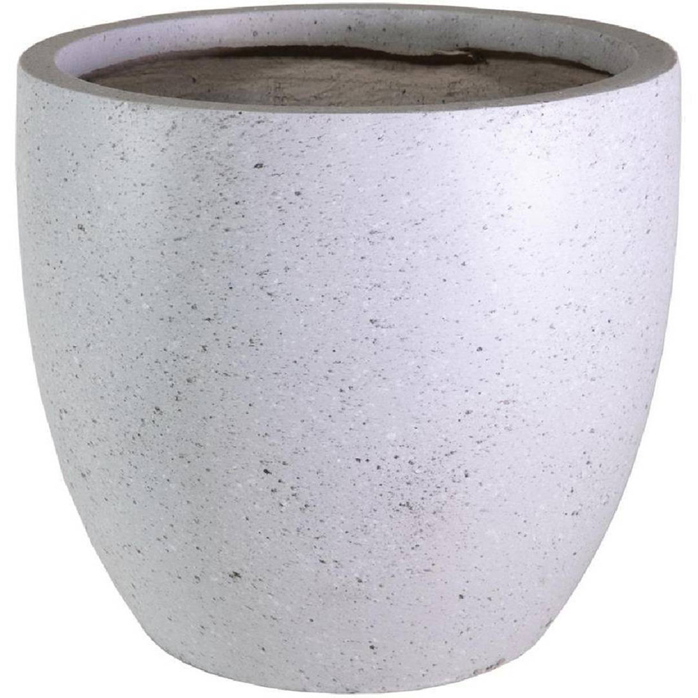 wilko Grey Marble Light Concrete Fibrestone Egg Outdoor Plant Pot 32cm Image 1