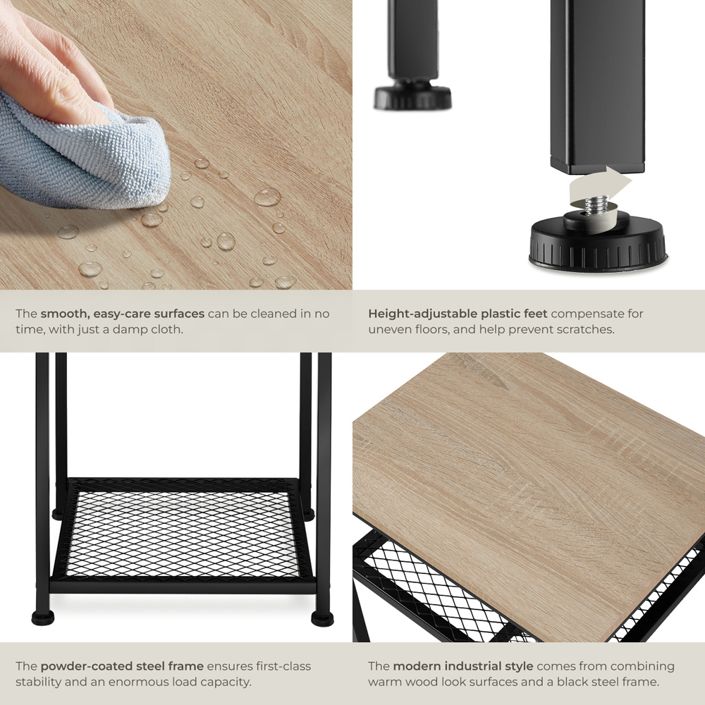 Tectake York 2 Grid Shelf Sonoma Oak Bedside Table Image 5